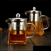 Set da tè e caffè Teiera in vetro borosilicato trasparente con filtro per infusore in acciaio inossidabile Trasparente Elegante tazza 304 S2 Drop Deli Dh1B0