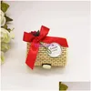 Gift Wrap Vintage Forest Pure Natural Bamboo Wedding Candy Box For Party Favor Package Boxes With Ribbon LX0564 Drop Delivery Home G Dhuod