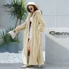 Frauen Pelz Faux S5XL Große Größe Winter Frauen Jacke Mit Kapuze Trim XLong Nachahmung Lamm Mantel Lose Warme Outwear Weibliche YD276 230112