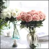 Decoratieve bloemen kransen nedding benodigdheden echt aanraakmateriaal kunstmatige roos bouquet home party decoratie simatie rozen ambacht