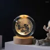 Nattlampor 3D snidad kristallljus glödande planetary boll sovrum skrivbord säng dekorativa ornament julklapplampa