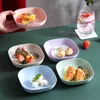 プレート4pcs小麦straw吐き骨板ゴミの残留四角い小さなケーキスナックプラスチック食器卸売