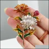 Broches Broches Mode Rose Daisy Fleurs Bouquet Plante Émail Métal Mariages Banquet Broche Broches Pour Femmes Et Hommes Robe Manteau Bijou Ot42I