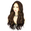 Saç sentetik peruklar yeni kahverengi büyük dalga uzun kıvırcık kimyasal elyaf ön dantel kadın peruk kafa kapağı küçük 26 1201