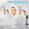 Badtillbehör Set badrumstillbehör Set Portable Tri-Fold Mirror Dual förstoringsmakeup med ljus kosmetik för hem tis88