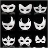 Feestmaskers wit ongeverfd gezicht gewoon/blanco papier pp masker diy dansen kerst Halloween maskerade ZA4617 drop levering home gard dhltf