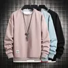 Sweats à capuche pour hommes Sweatshirts Automne Harajuku Hommes Casual Couleur Unie Sweat Oneck Faux Deux Pull Base Tops Streetwear 230113