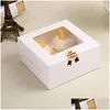 Gift Wrap 16X16X7.5Cm Cavity Clear Window Creative Kraft Brown White Cupcake Boxes Muffin Packaging Box Lz0745 Drop Delivery Home Ga Dhrda