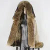 Dames bont faux cxfs 2023 waterdichte korte parka echte jas winter jas dames natuurlijke wasbeerkraagkap dik warm afneembaar