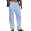 Men's Pants Casual Spring Men Stylish Leg Wide Solid Color Beach Cotton 2023 Linen Breathe Autumn Trousers Loose Wear