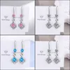 Charme S925 Stempel Sier Überzogene Ohrringe Cut Fish Charms Zirkon Ohrring Schmuck Blau Rosa Weiß Glänzende Kristall Hoops Piercing für Frauen Dhbu1