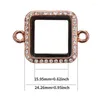 Bangle 5Pcs Vintage Rose Gold Color Bracelet For Women Men Jewelry Square Chain Rhinestone Memory Po Floating Locket Charms Jewellry