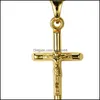 Pendant Necklaces 18K Gold Sier Mens Cross Necklace Charm Jesus High Quality Fashion Hip Hop Jewelry Steel Chain Trendy For Men 543 Dhzlw