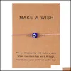 Beaded New Manual Make a Wish Paper Card Strands Blue Eyes Evil Eye Woven Justerbart armband Partihandel Drop Leverans smycken Armele Otnkp