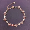 Link Armbänder reine russische lila Goldarmband Mode 585 Rosenhöhle Blume mit 14K gefärbt für Frauen