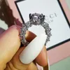 Clusterringen Vintage Luxury 925 Sterling Silver Wedding Engagement Ring Jubileumfeest voor vrouwen Fashion R6014S