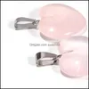 Stone 20mm Heart Rose Quartz Pingente de cristal natural Cristais rosa pingentes de contas para jóias fazendo entrega de queda dhelk