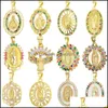 Charms Juya 18K Real Gold Stated Ręcznie robione religijne bóg święta dziewicza Maryja dla majsterkowiczów chrześcijańska różaniec talizman biżuteria tworzenie kropli deli otrv7