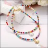 Anklets Selling Summer Bohemian Style Color Beaded Anklet Retro Alloy Scallop Pendant Foot Chain Drop Delivery Jewelry Otv58