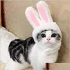 Cat Toys Funny Pet Dog Cap Assume Warm Rabbit Hat New Year Party Christmas Cosplay Assplay Po Props Headwear Drop Droplist Home Dhlzy