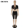 yaya malha ver embora praia swimwear mulheres dois 2 peça conjunto roupas 2022 verão camisa e shorts sexy treino conjunto de correspondência t230113