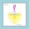 Key Rings Lovely Love Heart Shaped Chain Cute Soft Pompom Bag Car Pendant Sweet Keychain For Woman Girls Accessories Gift Drop Deliv Otf6J