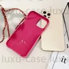 Crossbody Phone Cases Designer para IPhone 14 14 Pro Max 13Pro Max 11 12promax X Xs XR Card Bag Monedero C Case Cadena ajustable Pink