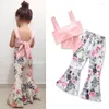 Clothing Sets Thanksgiving Kids Outfit Summer Girls Clothes Crop Top Flared Trousers Two-piece Suit