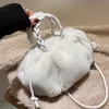 Luxury Evening Bag Shoulder Bags For Women Winter Trend Designer Handbag Fluffy Tote Woven Carry Handle Small Mini Crossbody