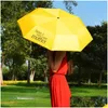 Parasol podróżuje wiatrakowy wodoodporny, lekki parasol żółty Jak poznałem twoją matkę składając deszcz deszczowy Kobiety Dostawa Dostawa do domu G dhqyf