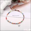 Anklets Selling Summer Bohemian Style Color Beaded Anklet Retro Alloy Scallop Pendant Foot Chain Drop Delivery Jewelry Otv58