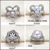 Paramètres de bijoux en gros bague de perles S925 Sier 18 styles pour femmes anneaux de montage taille réglable blanc bricolage GIF livraison directe Dhzgf