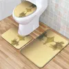 Carpets Bathroom 3PCS Carpet Set Absorbent Toilet Pedestal Rug Anti-slip Doormat Shower Mat Flannel Soft Cover Seat Mats