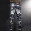 Hommes Jeans Streetwear Mode Rétro Bleu Élastique Slim Fit Déchiré Vintage Designer Casual Stretch Denim Pantalon Hombre 230113