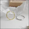 Bandringe Echtes 925 Sterling Silber Offener Ins Cooler minimalistischer Fingerring für Frauen Statement Verstellbarer dünner Schmuck YMR650 Drop Del Otv6T