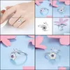 Cluster Rings Elegant Fashion Sakura Princess Engagement For Bride Jewelry Romantic Cherry Blossom Zircon Lady Sier Drop Delivery Dhmj6