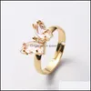 Cluster ringen elegante colorf transparante glazen kristallen vlinderring voor vrouwen eenvoudige stijl snoep kleur meisje feest sieraden cadeau dro dh0wk