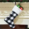 Christmas Decorations Home Decoration New Year Gift Xmas Candy Bag Red Black Buffalo Plaid Stocking For Kids Drop Delivery Garden Fe Dhovs