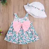 Girl Dresses Princess Dress 2023 Summer Infant Kids Baby Sleeveless Floral Bow Boho Hat 2PCS Outfits Girls Clothes