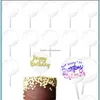 Party Favor Acryl Kuchen Topper Geburtstag Kuchen Einsatz Karte Brief Runde Hochzeit Dessert Dekoration RRB13096 Drop Lieferung Home Gard Otya5