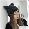 Beanie/Skull Caps Beanie/Skl schattige hoed met oren Warm vrouwelijke pet gebreide winter sklies 2021 vrouwen buitenboanies panama dame drop de otkgx