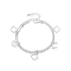 Anklets Women's Square Anklet Korean Style Fashion All-Match925 Silver Plated二重層の小さな新鮮