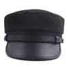 Berets Military Hat Winter Knitted Cap Flat Top Hats For Women Black Grey Male Female Casquette Militaire Gorra Plana