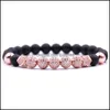 Kralen natuursteen micro ingelegde koperen bal zirkoon armband charme kralen mannen en vrouwen zwarte matte agaat kralen drop levering sieraden dhzpu