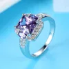 Bröllopsringar Cinily skapade Purple Stone Zirconia Silver Plated Wholesale Sale for Women Jewelry Gift Ring Storlek 6-9 NJ79