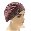 Beanie/Skull Caps Beanie/Skl Winter Veet Inner Muslim Drilling Hijab For Women Ethnic Islamic Wrap Head Hatt redo att bära håravfall otuky