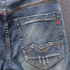 Herenjeans Italiaanse stijl mode retro blauw elastisch slanke fit vernietigde gescheurde vintage ontwerper casual denim broek homme 230113