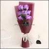 装飾的な花の花輪クリエイティブ7つのローズフラワーシミュレーションソープの小さなブーケウェディングバレンタインデーマザーマザー教師ギフトotfph