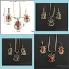 Earrings Necklace Bridal Jewelry Set Luxury Drop Stone Engagement Wedding Party Delivery Sets Dh9Su