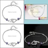 Chaîne Sier Coeur À Lien Bracelet Mode Modèles Féminins Mignon Vintage Sauvage Super Flash Bijoux Cristaux Violets Bracelets Livraison Directe Dhaks